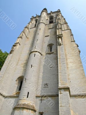 Medieval fortress tower in french abbey