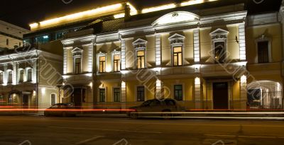 Night highlighting street in Moscow