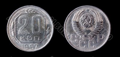 Soviel coin of 20 kopeck. 1957.
