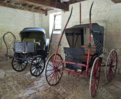 Carriages in shed