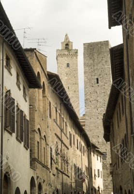 San Gimignano (Siena) - Street and two towers