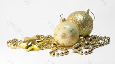 golden christmas balls and golden star