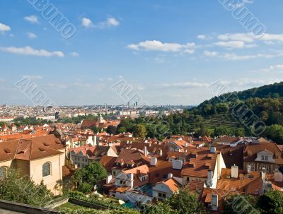 Prague view from the hill. Old city. Czechia,