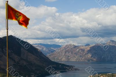 Flag on mountains background