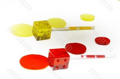 colorfull dice lollipops