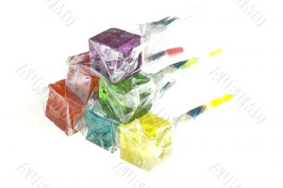 colorfull dice lollipops