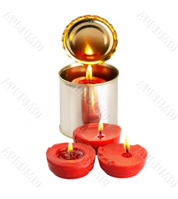 candle on a tin can