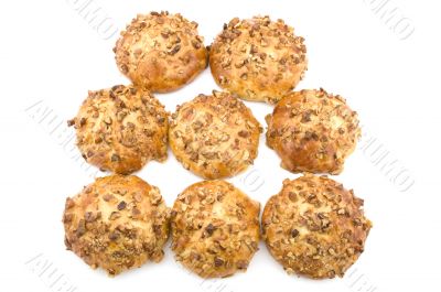 bun with walnut closeup