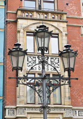 Lamppost and old buildings