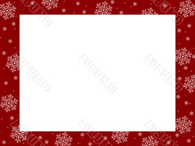 Red christmas frame with snowflake