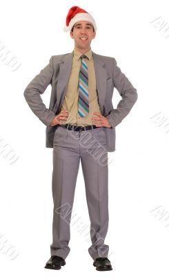 Businessman Wearing Santa Hat