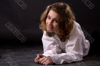 smiling lying woman