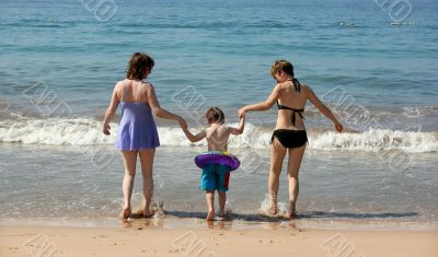 Two women and a baby