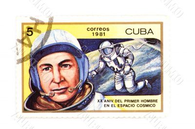 Cuban postage stamp close up