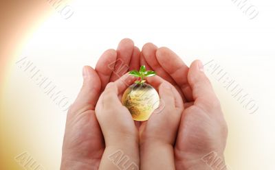 The earth and hands