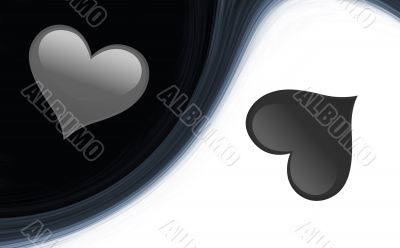 Black and white hearts