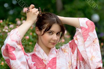 Girl in a flower yukata