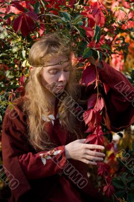 The elf in the autumn forest