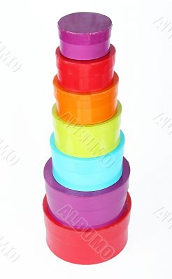 Stack Of Some Colored Round Boxes