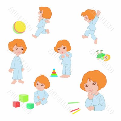 Girl icons with toys