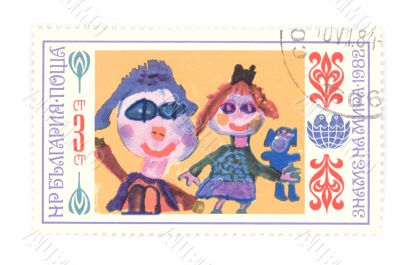 colored postage stamp