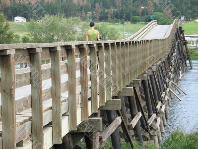 long, old wooden bridge