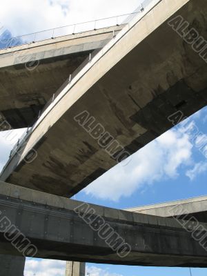 old concrete highway and blue sky