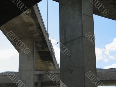 old concrete highway and blue sky