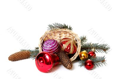 Basket and xmas embellishment.