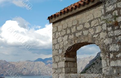wall with mountains background