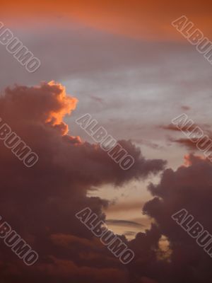 Thunderclouds on a decline. The sky.