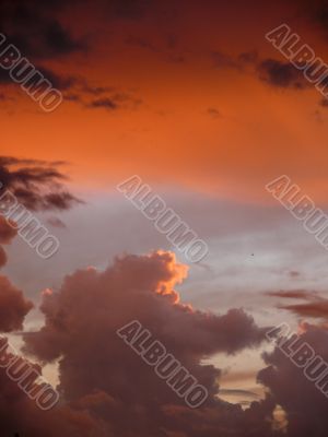Thunderclouds on a decline. The sky.