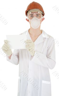 Scientist with poster