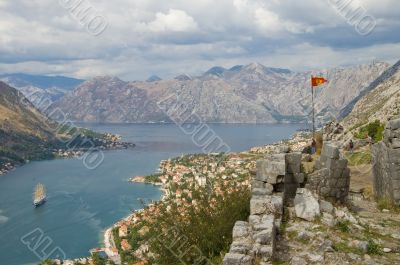 Flag on mountains background