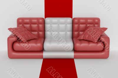 Isolated leather sofa. An interior. 3D image.