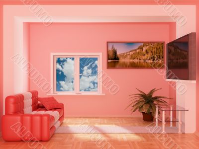 Interior of a living room. 3D image.