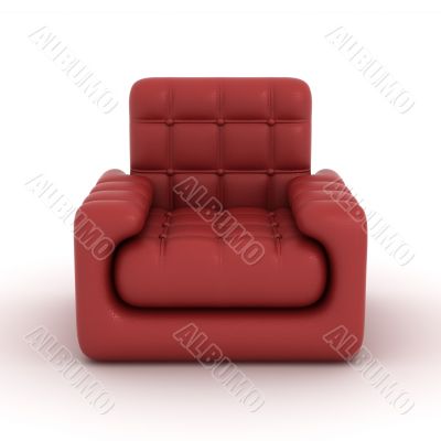 leather armchair on a white background. 3D image.