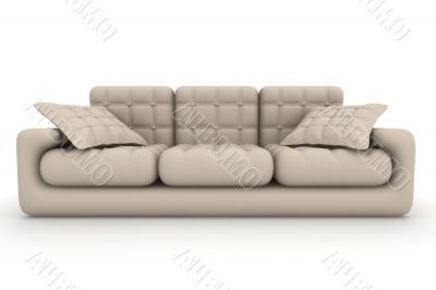 Isolated leather sofa. An interior. 3D image.