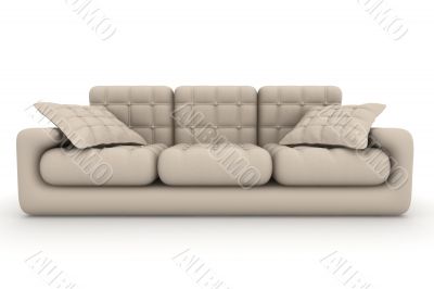 Isolated leather sofa. An interior. 3D image.