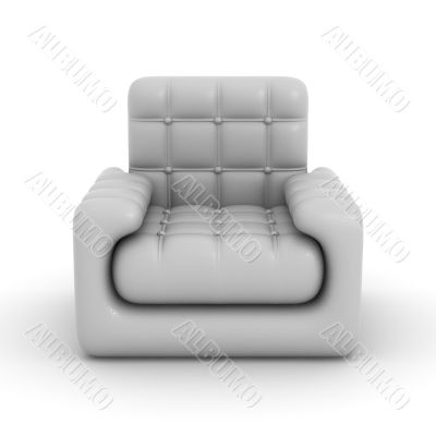 leather armchair on a white background. 3D image.