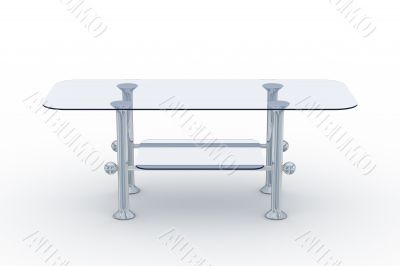 glass little table on a white background. 3D image.