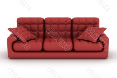 Isolated leather sofa. An interior. 3D image.