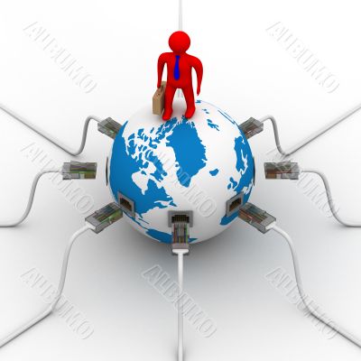 Global communication in the world. 3D image.