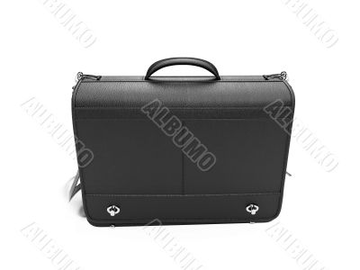 Black leather handbag
