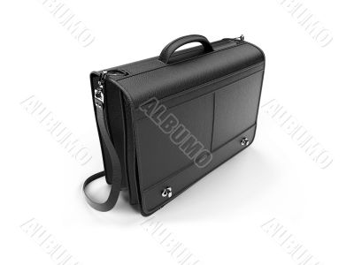 Black leather handbag