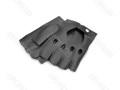 Black leather gloves