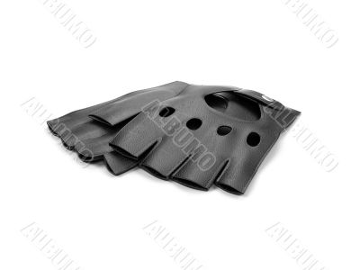 Black leather gloves