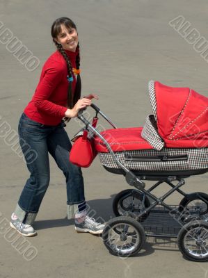 Woman with baby carriage