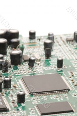 printed wiring on white macro