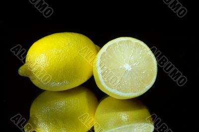Lemons on a black.